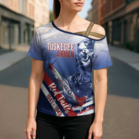 Tuskegee Airmen Red Tails Cross Shoulder Shirt Straighten Up and Fly Right - Blue White - Wonder Print Shop