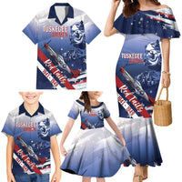 Tuskegee Airmen Red Tails Family Matching Mermaid Dress and Hawaiian Shirt Straighten Up and Fly Right - Blue White - Wonder Print Shop