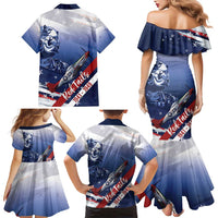 Tuskegee Airmen Red Tails Family Matching Mermaid Dress and Hawaiian Shirt Straighten Up and Fly Right - Blue White - Wonder Print Shop