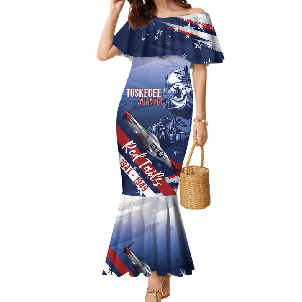 Tuskegee Airmen Red Tails Family Matching Mermaid Dress and Hawaiian Shirt Straighten Up and Fly Right - Blue White - Wonder Print Shop