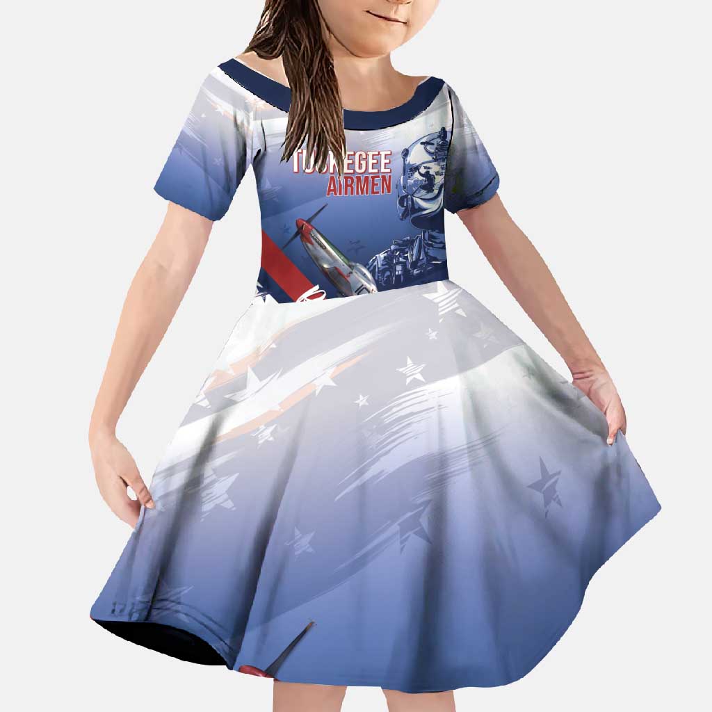 Tuskegee Airmen Red Tails Family Matching Off Shoulder Maxi Dress and Hawaiian Shirt Straighten Up and Fly Right - Blue White - Wonder Print Shop