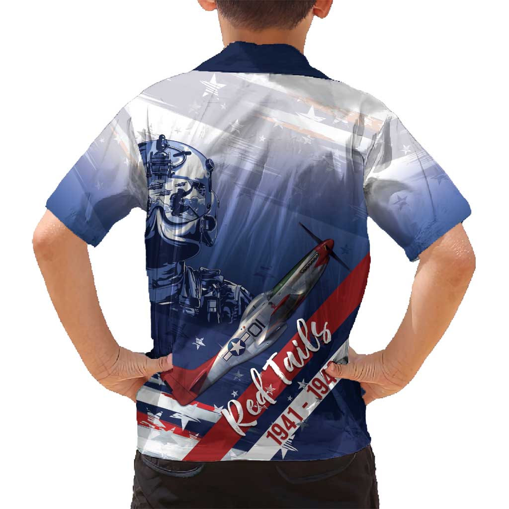 Tuskegee Airmen Red Tails Family Matching Puletasi and Hawaiian Shirt Straighten Up and Fly Right - Blue White - Wonder Print Shop