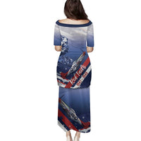 Tuskegee Airmen Red Tails Family Matching Puletasi and Hawaiian Shirt Straighten Up and Fly Right - Blue White - Wonder Print Shop