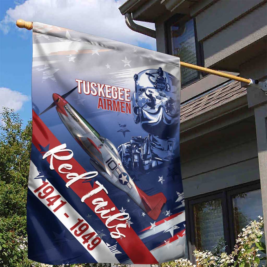 Tuskegee Airmen Red Tails Garden Flag Straighten Up and Fly Right - Blue White - Wonder Print Shop
