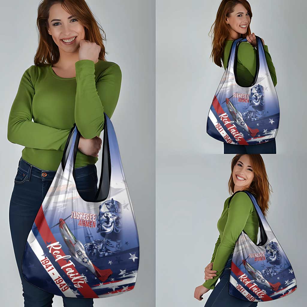 Tuskegee Airmen Red Tails Grocery Bag Straighten Up and Fly Right - Blue White - Wonder Print Shop
