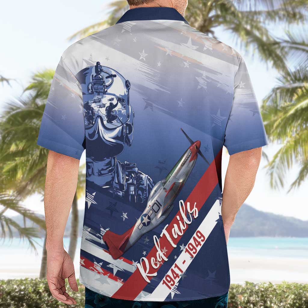 Tuskegee Airmen Red Tails Hawaiian Shirt Straighten Up and Fly Right - Blue White - Wonder Print Shop