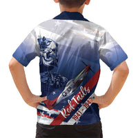 Tuskegee Airmen Red Tails Hawaiian Shirt Straighten Up and Fly Right - Blue White - Wonder Print Shop
