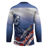 Tuskegee Airmen Red Tails Hockey Jersey Straighten Up and Fly Right - Blue White - Wonder Print Shop