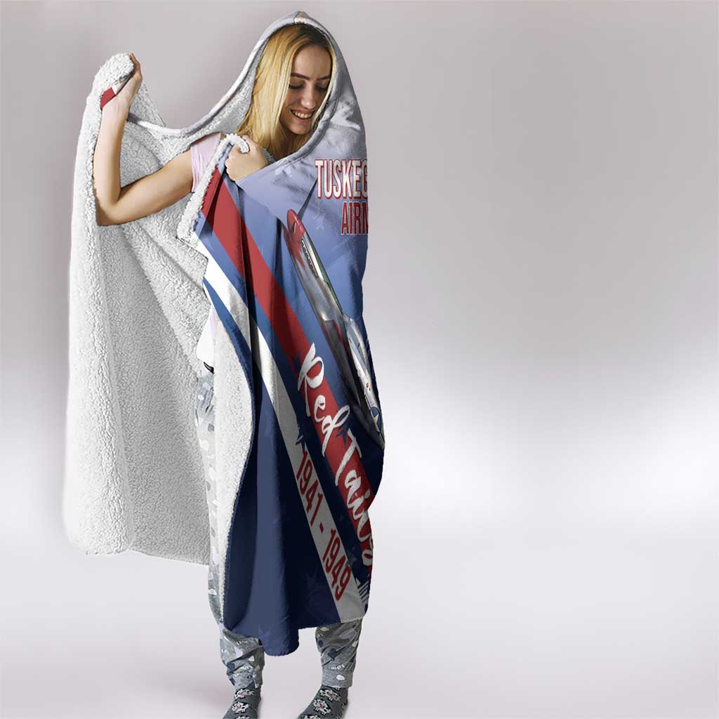 Tuskegee Airmen Red Tails Hooded Blanket Straighten Up and Fly Right - Blue White - Wonder Print Shop