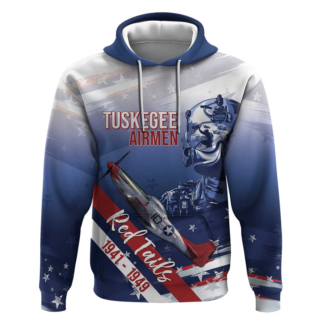 Tuskegee Airmen Red Tails Hoodie Straighten Up and Fly Right - Blue White - Wonder Print Shop