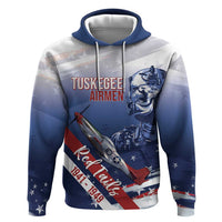 Tuskegee Airmen Red Tails Hoodie Straighten Up and Fly Right - Blue White - Wonder Print Shop