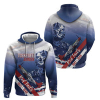 Tuskegee Airmen Red Tails Hoodie Straighten Up and Fly Right - Blue White - Wonder Print Shop