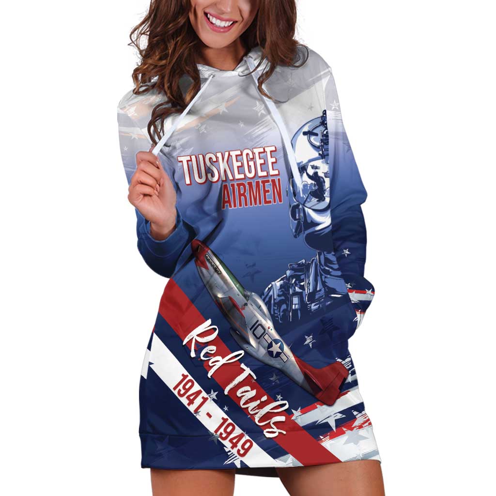 Tuskegee Airmen Red Tails Hoodie Dress Straighten Up and Fly Right - Blue White - Wonder Print Shop