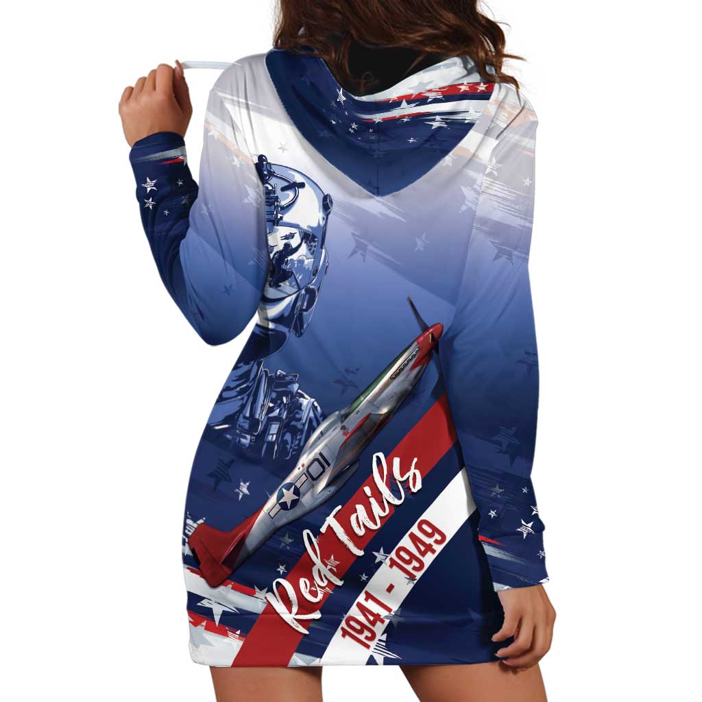 Tuskegee Airmen Red Tails Hoodie Dress Straighten Up and Fly Right - Blue White - Wonder Print Shop