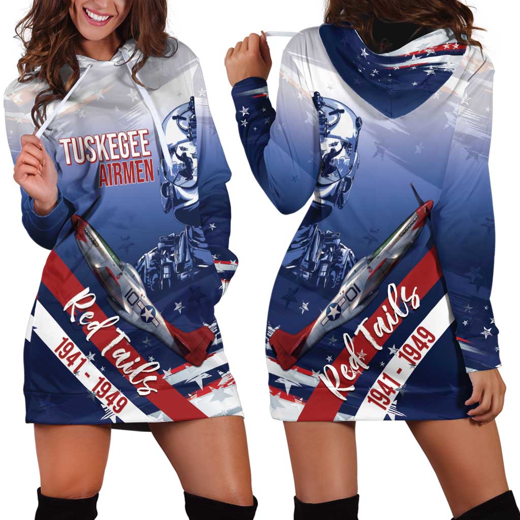 Tuskegee Airmen Red Tails Hoodie Dress Straighten Up and Fly Right - Blue White - Wonder Print Shop