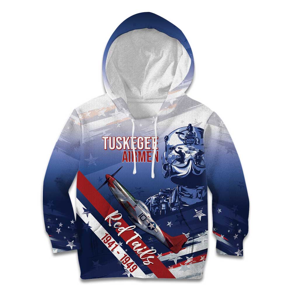 Tuskegee Airmen Red Tails Kid Hoodie Straighten Up and Fly Right - Blue White - Wonder Print Shop