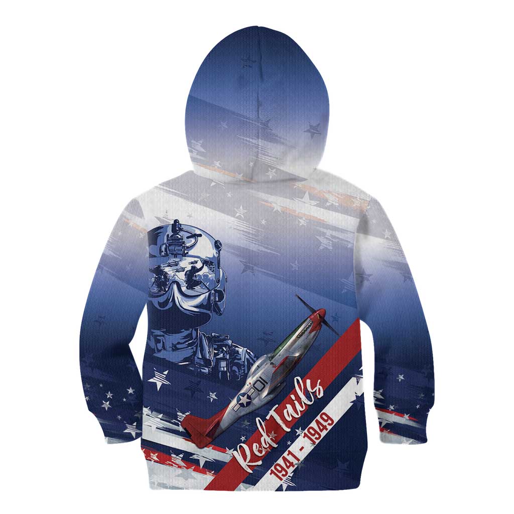 Tuskegee Airmen Red Tails Kid Hoodie Straighten Up and Fly Right - Blue White - Wonder Print Shop