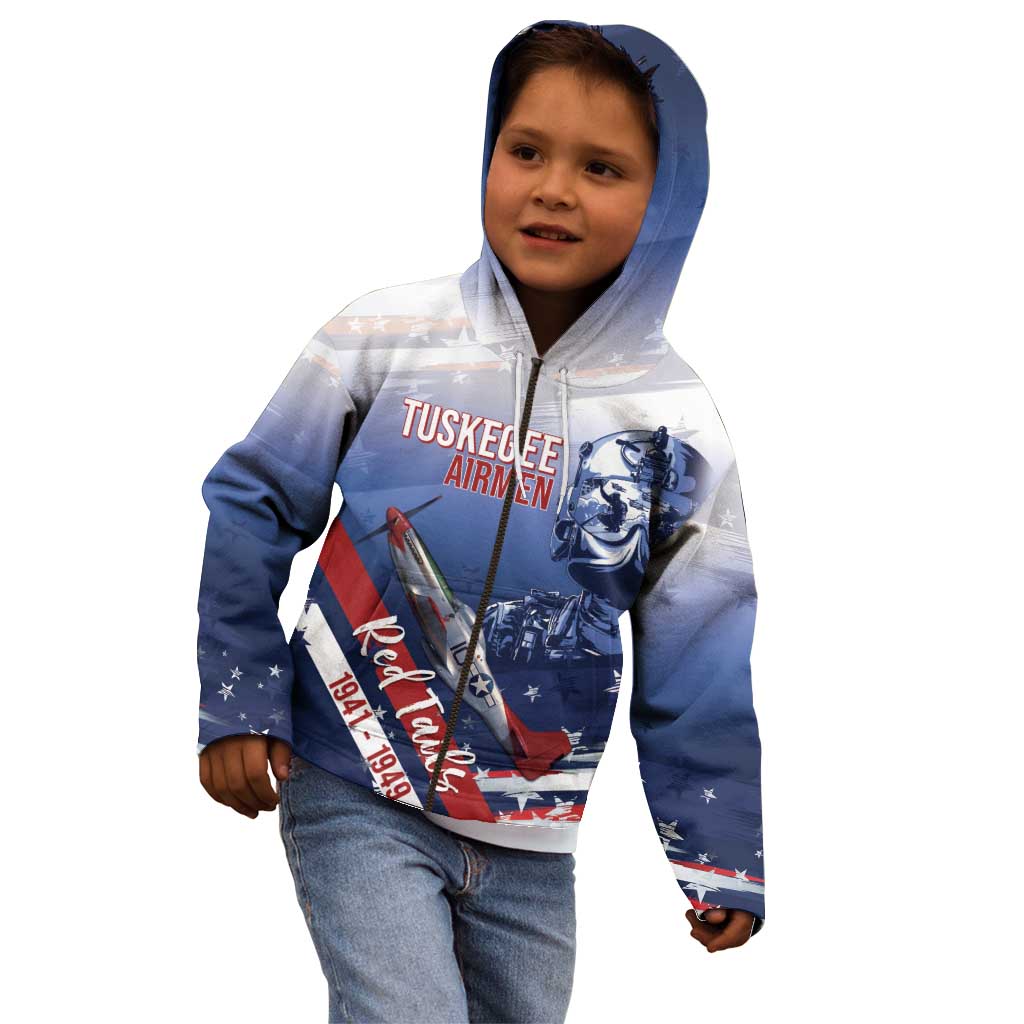 Tuskegee Airmen Red Tails Kid Hoodie Straighten Up and Fly Right - Blue White - Wonder Print Shop