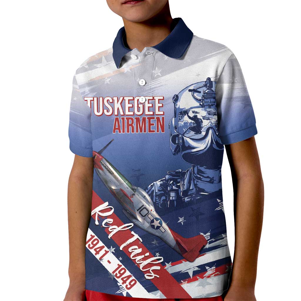 Tuskegee Airmen Red Tails Kid Polo Shirt Straighten Up and Fly Right - Blue White - Wonder Print Shop