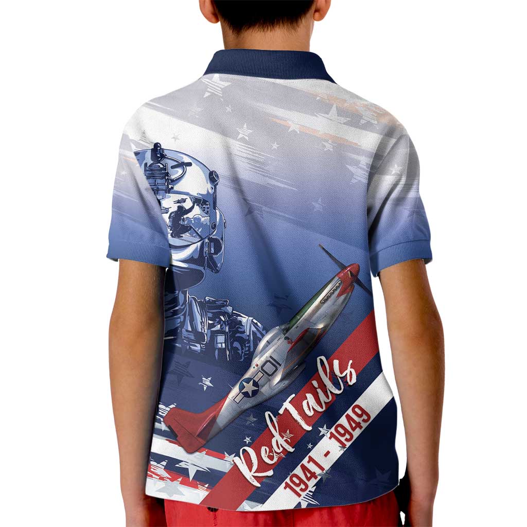 Tuskegee Airmen Red Tails Kid Polo Shirt Straighten Up and Fly Right - Blue White - Wonder Print Shop