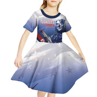 Tuskegee Airmen Red Tails Kid Short Sleeve Dress Straighten Up and Fly Right - Blue White - Wonder Print Shop