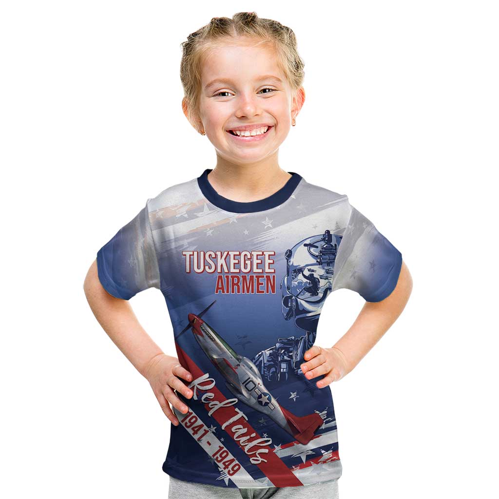 Tuskegee Airmen Red Tails Kid T Shirt Straighten Up and Fly Right - Blue White - Wonder Print Shop