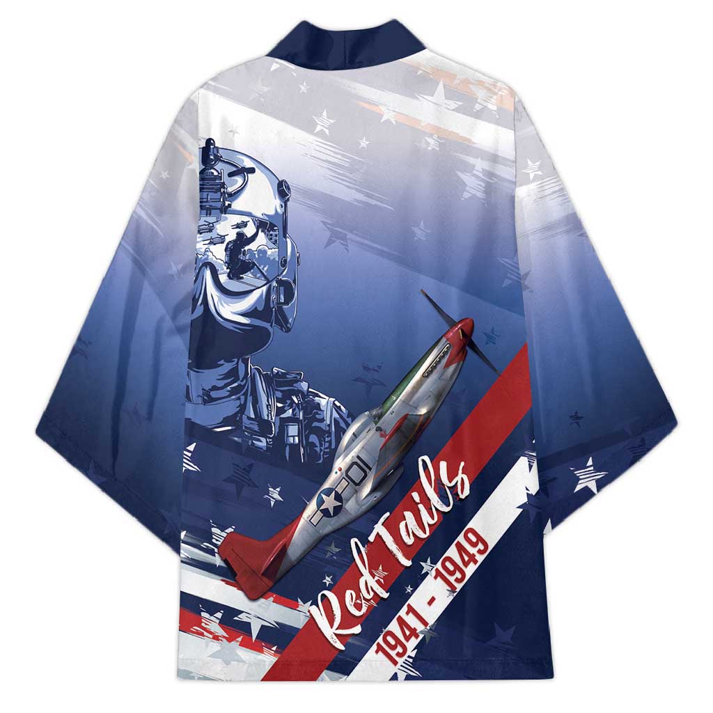 Tuskegee Airmen Red Tails Kimono Straighten Up and Fly Right - Blue White - Wonder Print Shop