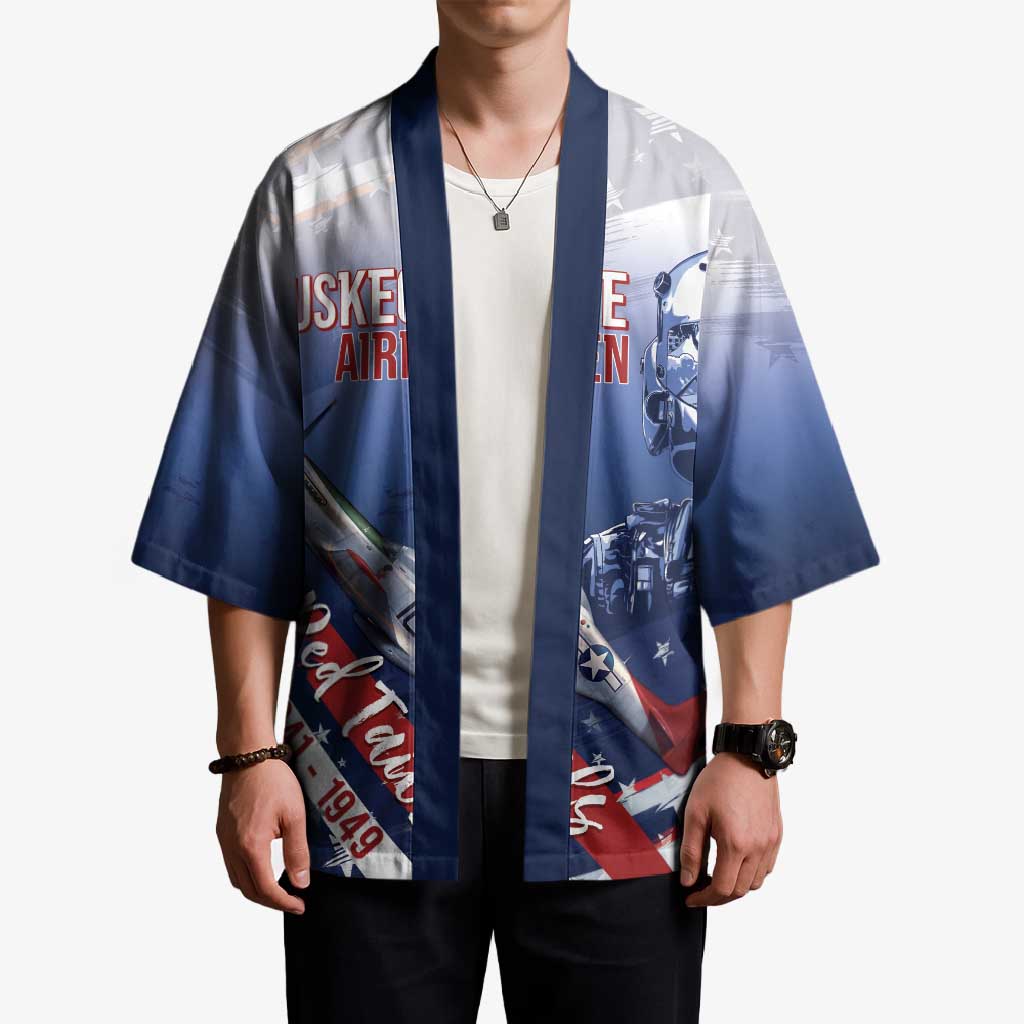 Tuskegee Airmen Red Tails Kimono Straighten Up and Fly Right - Blue White - Wonder Print Shop
