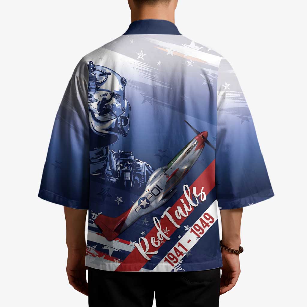 Tuskegee Airmen Red Tails Kimono Straighten Up and Fly Right - Blue White - Wonder Print Shop