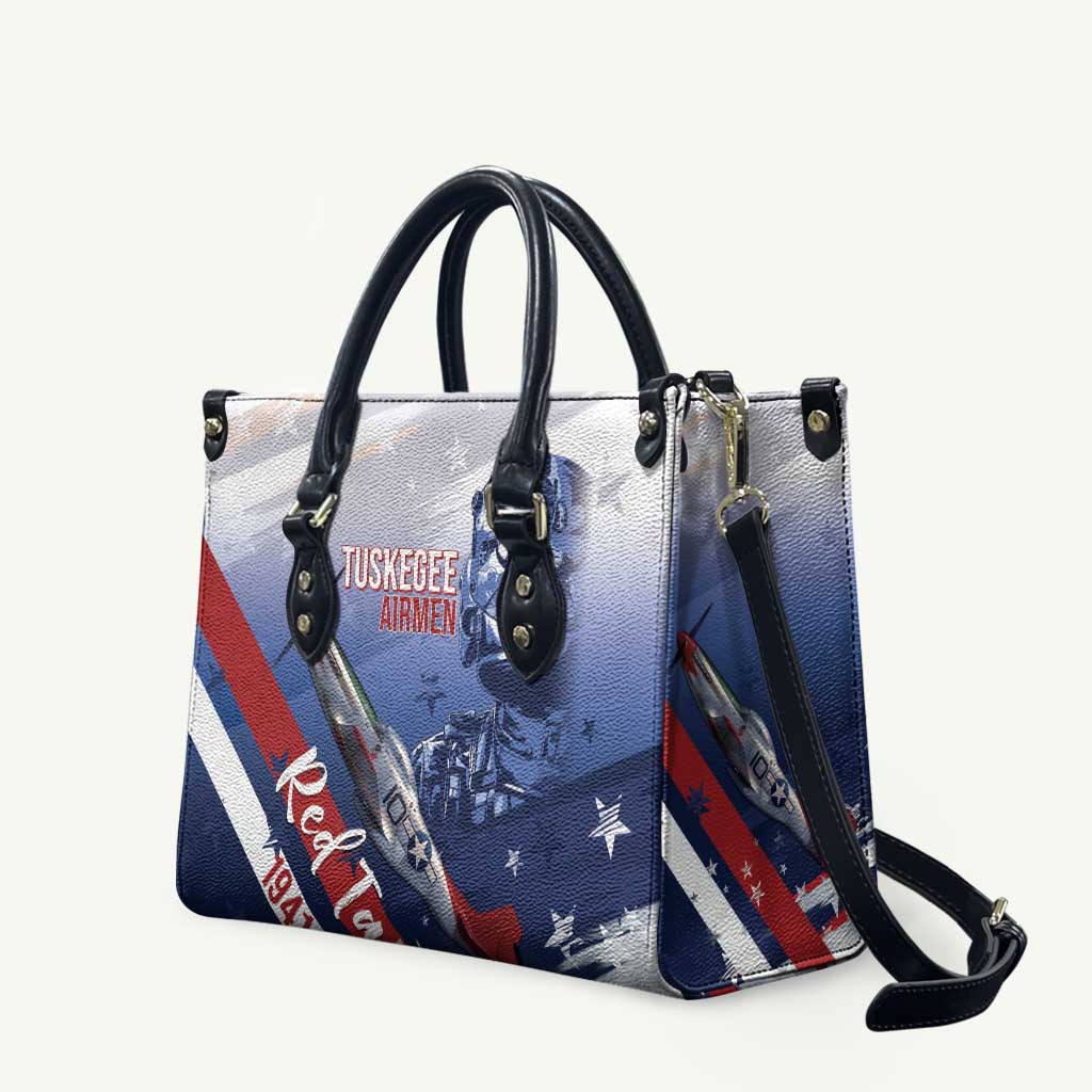 Tuskegee Airmen Red Tails Leather Bag Straighten Up and Fly Right - Blue White - Wonder Print Shop