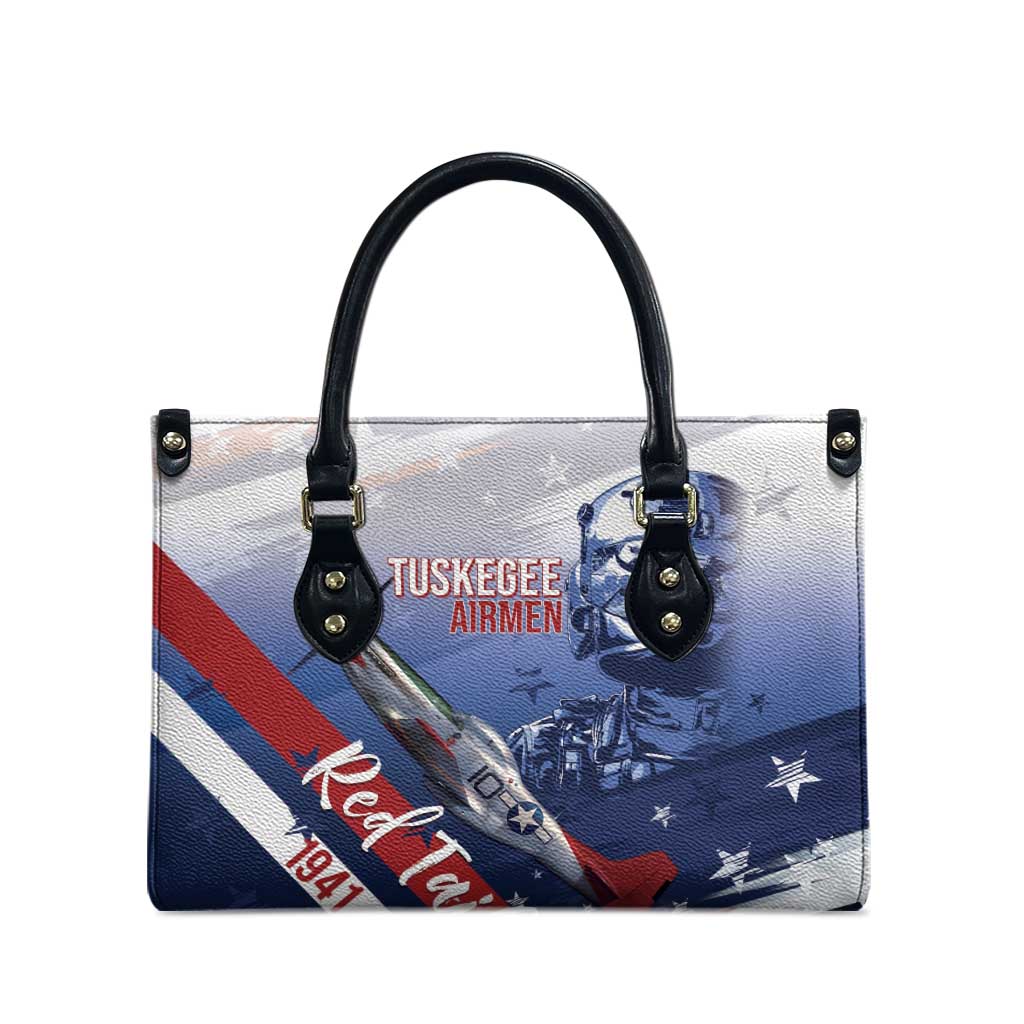 Tuskegee Airmen Red Tails Leather Bag Straighten Up and Fly Right - Blue White - Wonder Print Shop
