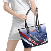 Tuskegee Airmen Red Tails Leather Tote Bag Straighten Up and Fly Right - Blue White - Wonder Print Shop