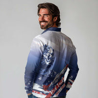 Tuskegee Airmen Red Tails Long Sleeve Polo Shirt Straighten Up and Fly Right - Blue White - Wonder Print Shop