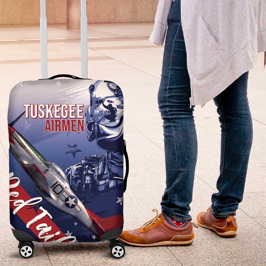 Tuskegee Airmen Red Tails Luggage Cover Straighten Up and Fly Right - Blue White - Wonder Print Shop