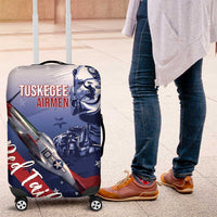 Tuskegee Airmen Red Tails Luggage Cover Straighten Up and Fly Right - Blue White - Wonder Print Shop