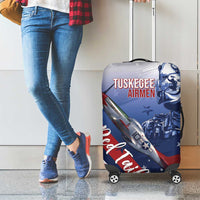 Tuskegee Airmen Red Tails Luggage Cover Straighten Up and Fly Right - Blue White - Wonder Print Shop