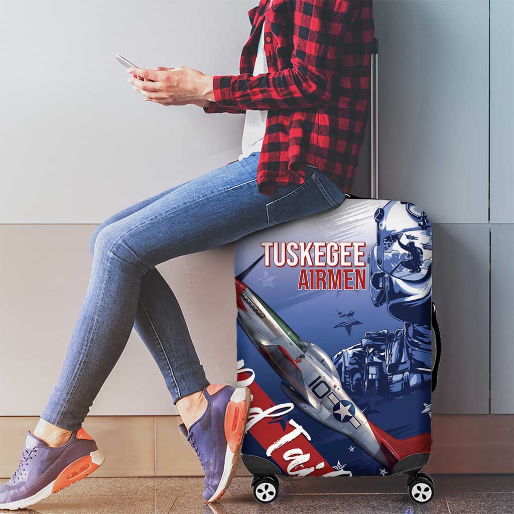 Tuskegee Airmen Red Tails Luggage Cover Straighten Up and Fly Right - Blue White - Wonder Print Shop