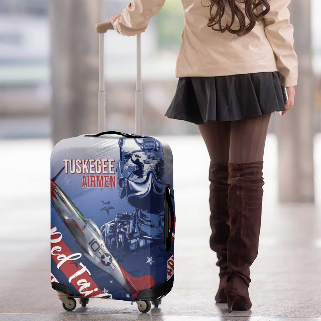 Tuskegee Airmen Red Tails Luggage Cover Straighten Up and Fly Right - Blue White - Wonder Print Shop