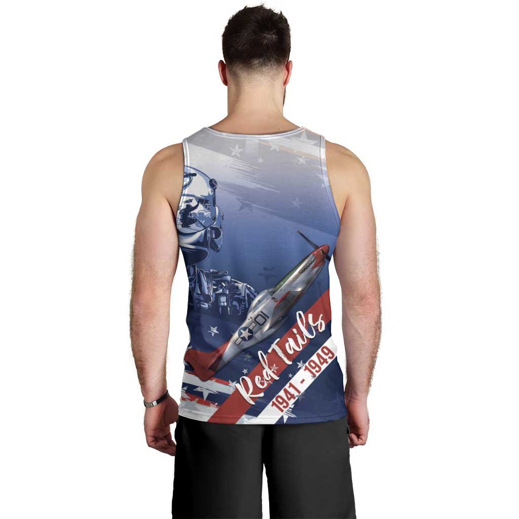 Tuskegee Airmen Red Tails Men Tank Top Straighten Up and Fly Right - Blue White - Wonder Print Shop