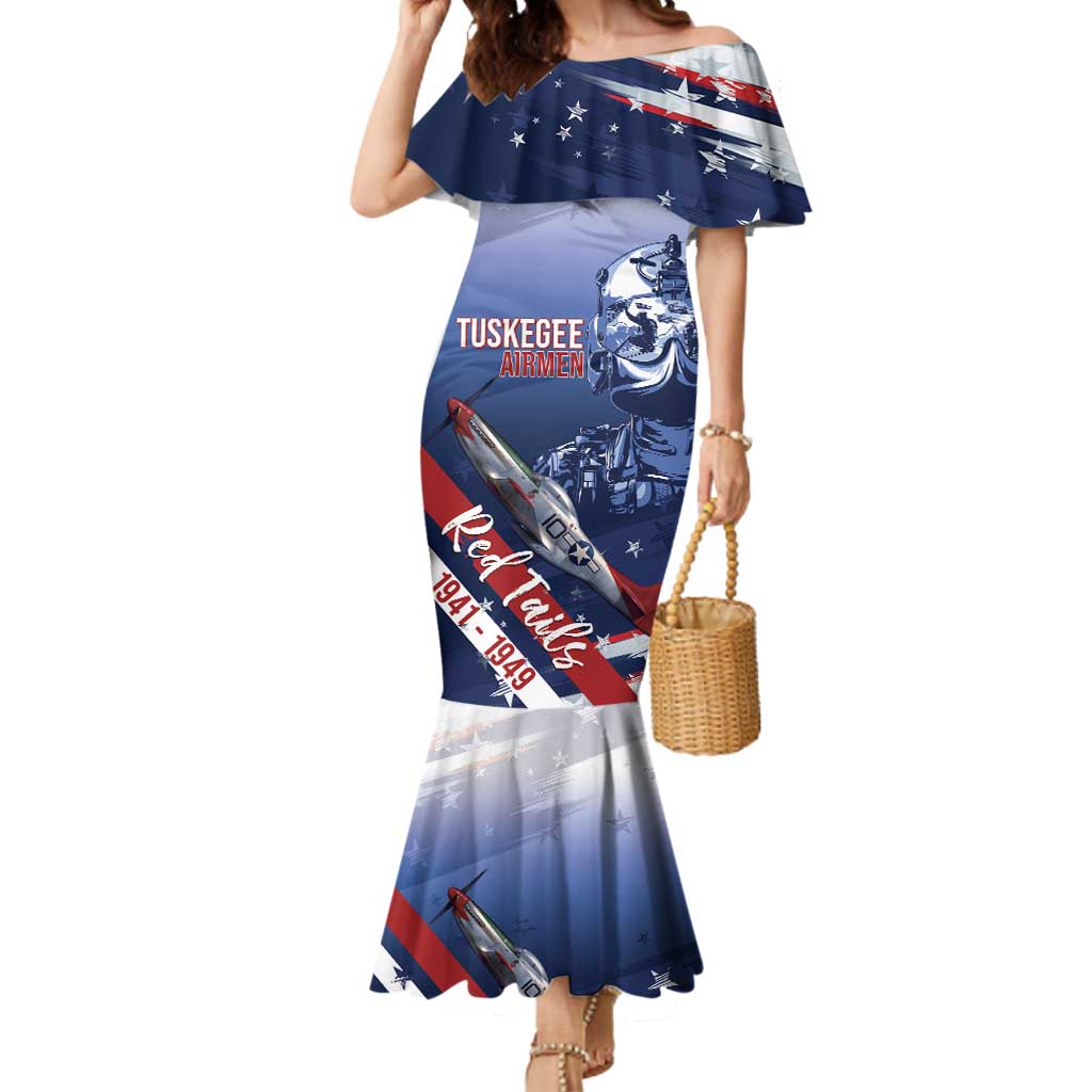 Tuskegee Airmen Red Tails Mermaid Dress Straighten Up and Fly Right - Blue White - Wonder Print Shop