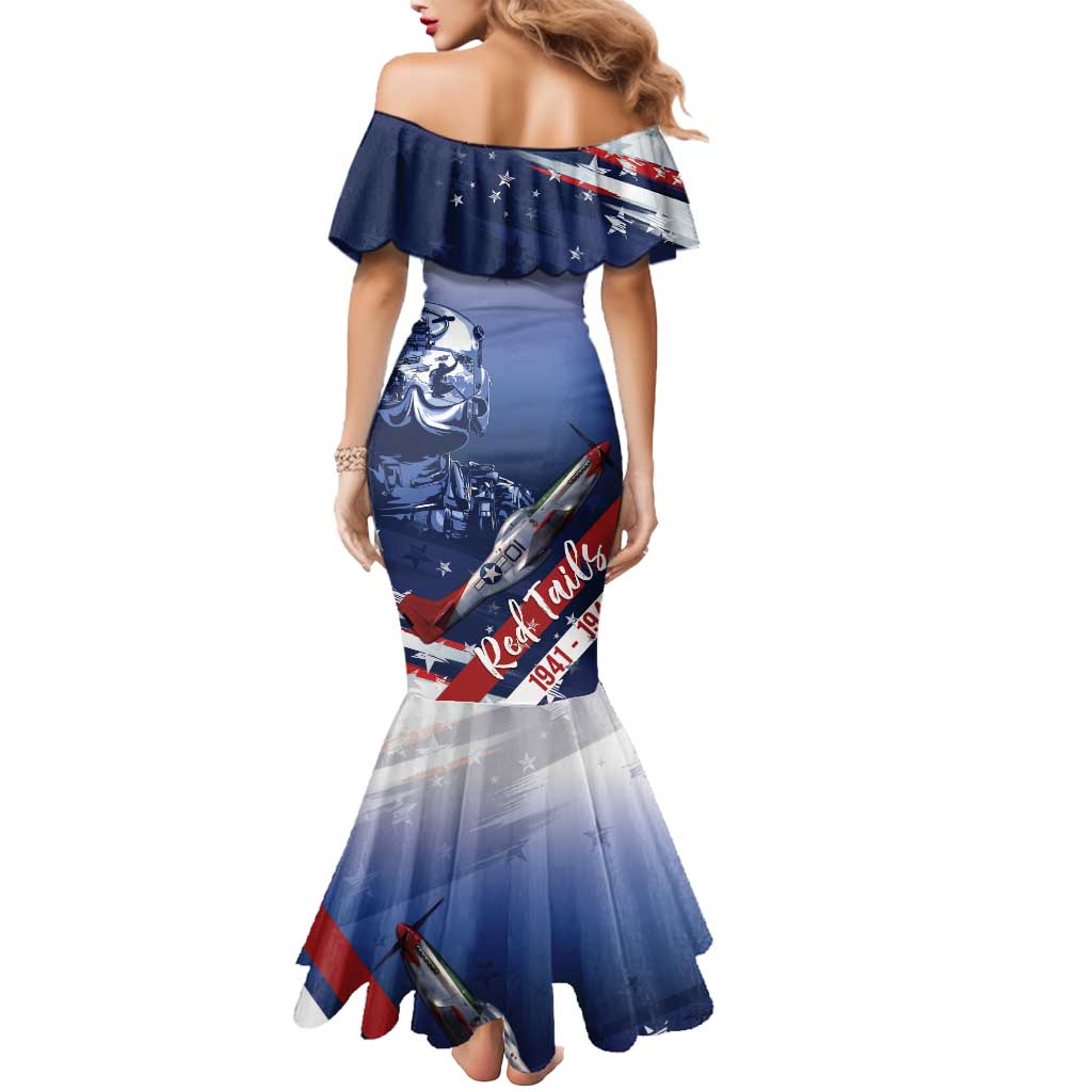 Tuskegee Airmen Red Tails Mermaid Dress Straighten Up and Fly Right - Blue White - Wonder Print Shop
