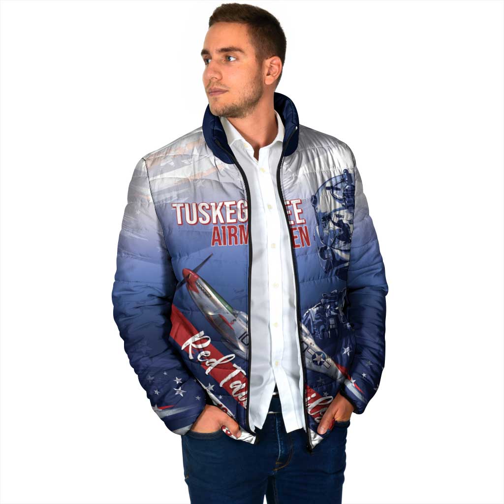 Tuskegee Airmen Red Tails Padded Jacket Straighten Up and Fly Right - Blue White - Wonder Print Shop