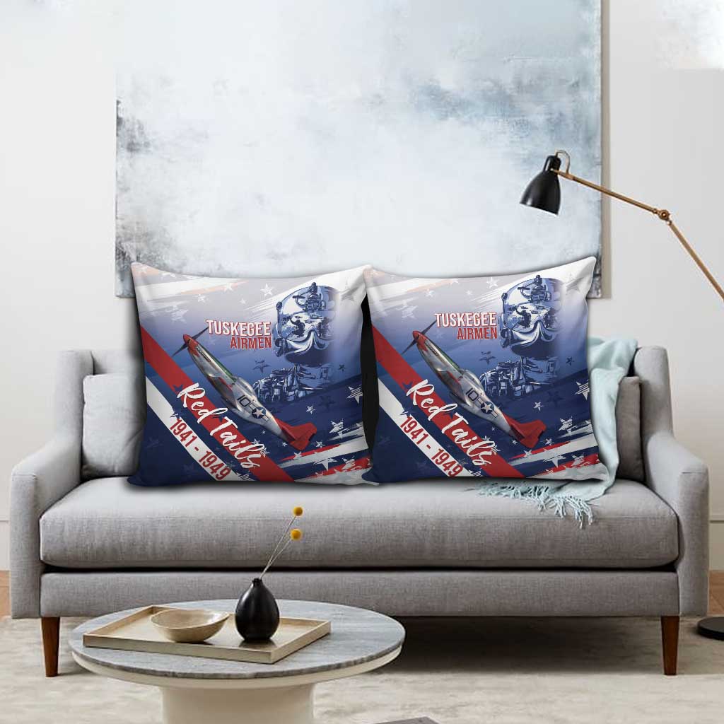 Tuskegee Airmen Red Tails Pillow Cover Straighten Up and Fly Right - Blue White - Wonder Print Shop