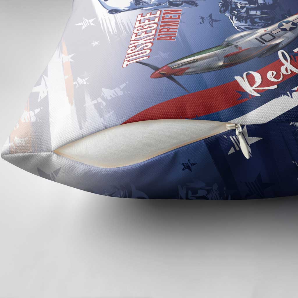 Tuskegee Airmen Red Tails Pillow Cover Straighten Up and Fly Right - Blue White - Wonder Print Shop