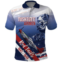 Tuskegee Airmen Red Tails Polo Shirt Straighten Up and Fly Right - Blue White - Wonder Print Shop