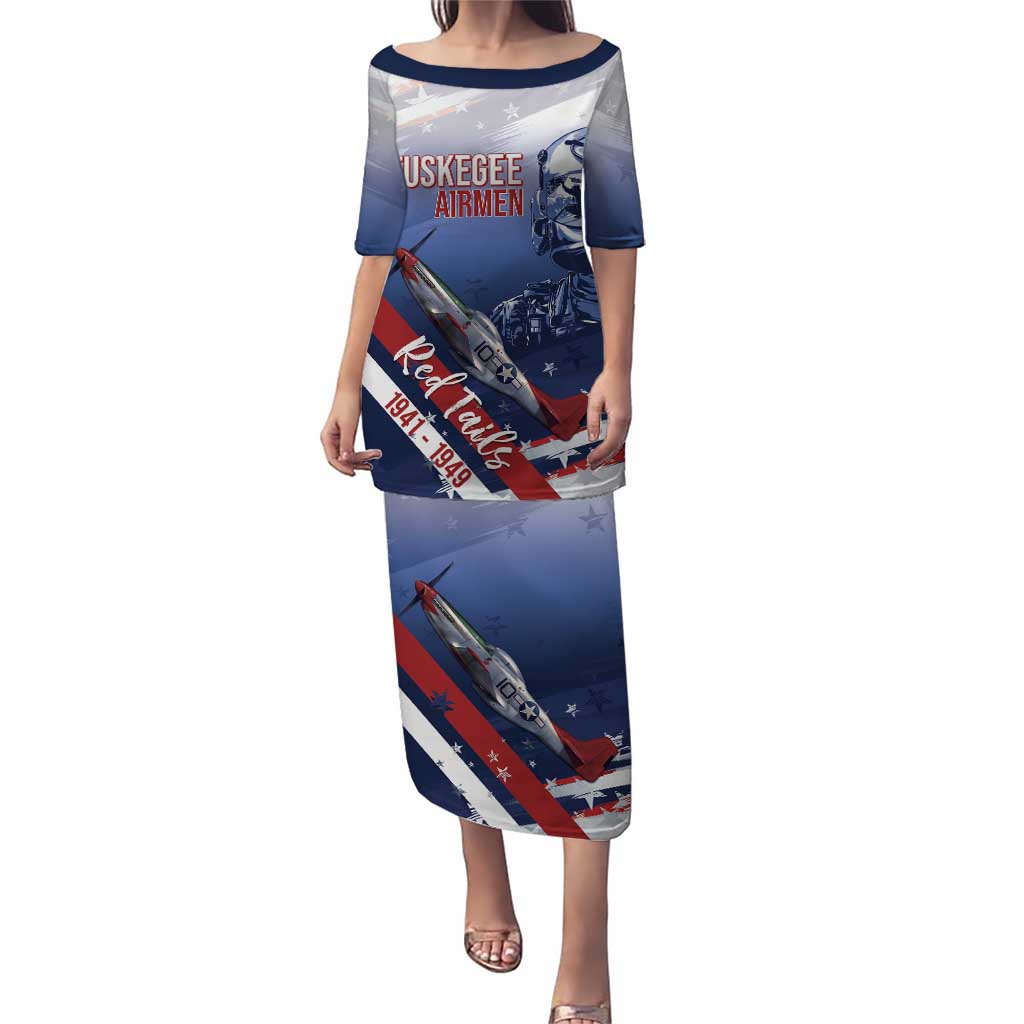 Tuskegee Airmen Red Tails Puletasi Straighten Up and Fly Right - Blue White - Wonder Print Shop