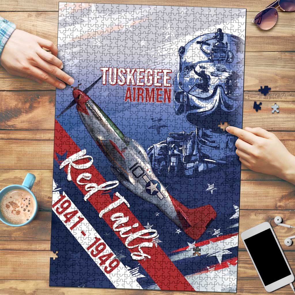 Tuskegee Airmen Red Tails Puzzle Straighten Up and Fly Right - Blue White - Wonder Print Shop