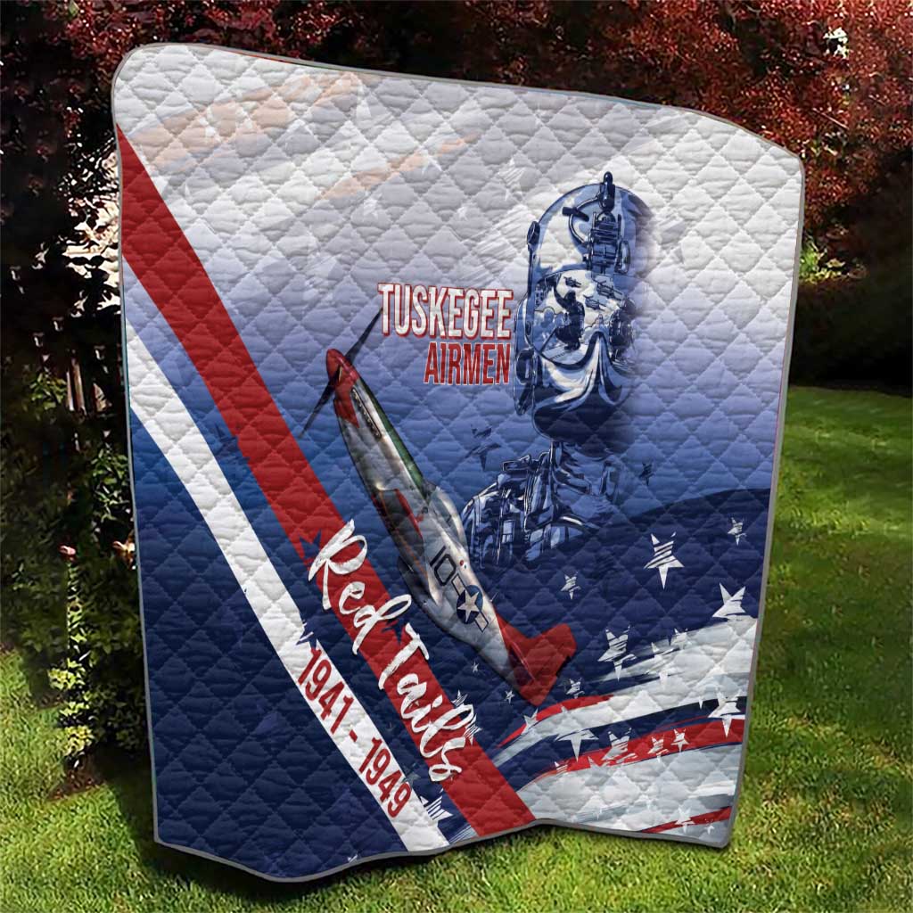 Tuskegee Airmen Red Tails Quilt Straighten Up and Fly Right - Blue White - Wonder Print Shop