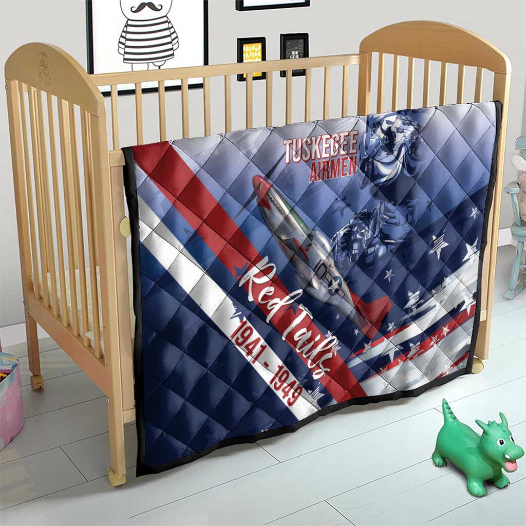 Tuskegee Airmen Red Tails Quilt Straighten Up and Fly Right - Blue White - Wonder Print Shop