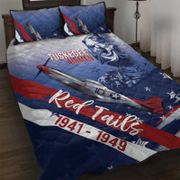 Tuskegee Airmen Red Tails Quilt Bed Set Straighten Up and Fly Right - Blue White - Wonder Print Shop